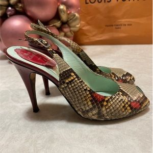 Rene Caovilla Snakeskin Slingback Shoes